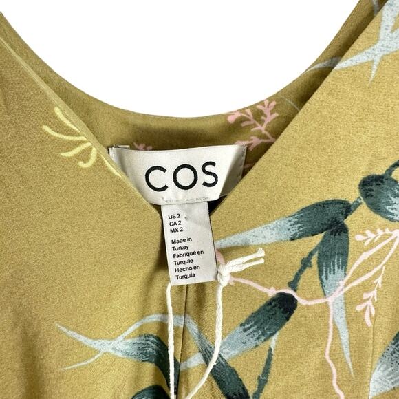 NWT COS Cotton Green Floral Multi Voluminous Midi Vacation Cocktail Dress Size 2 - Picture 6 of 15